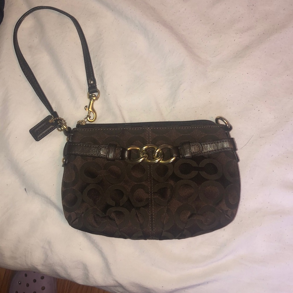 Brown coach wristlet